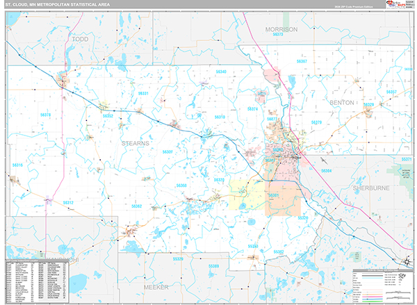 St. Cloud Metro Area Wall Map Premium Style